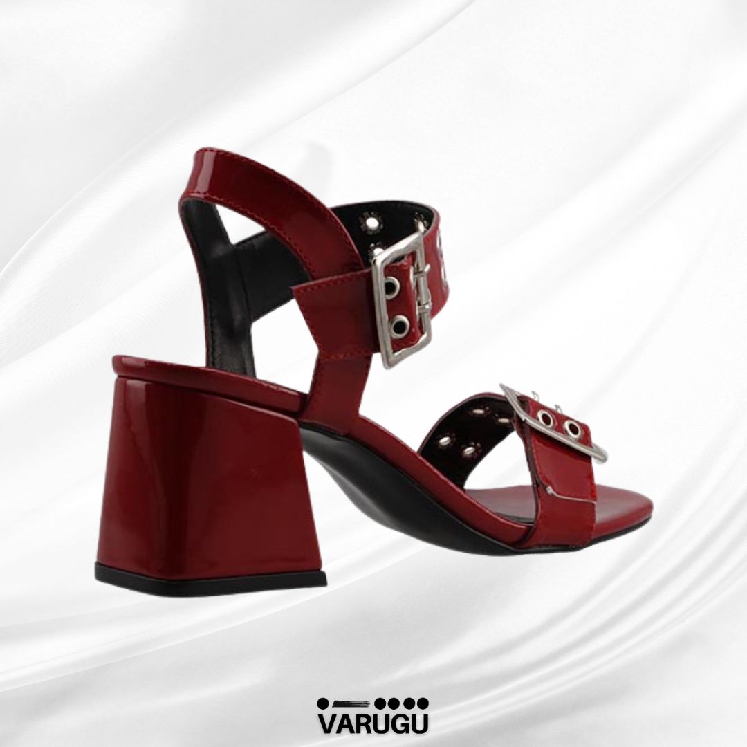 Tacones rojos cómodos tacón bajo