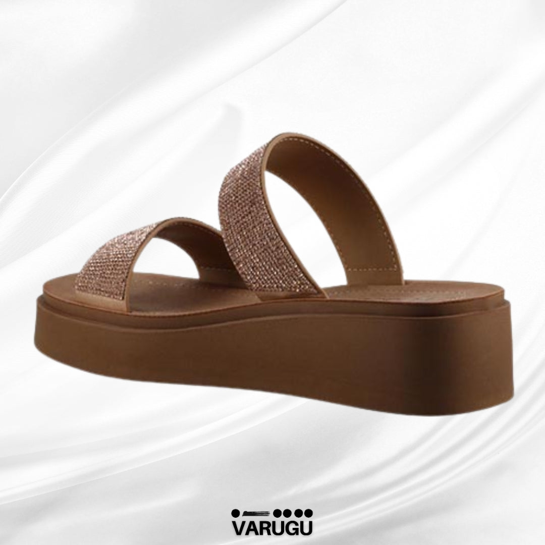 Sandalias color oro rosado con suela ligera