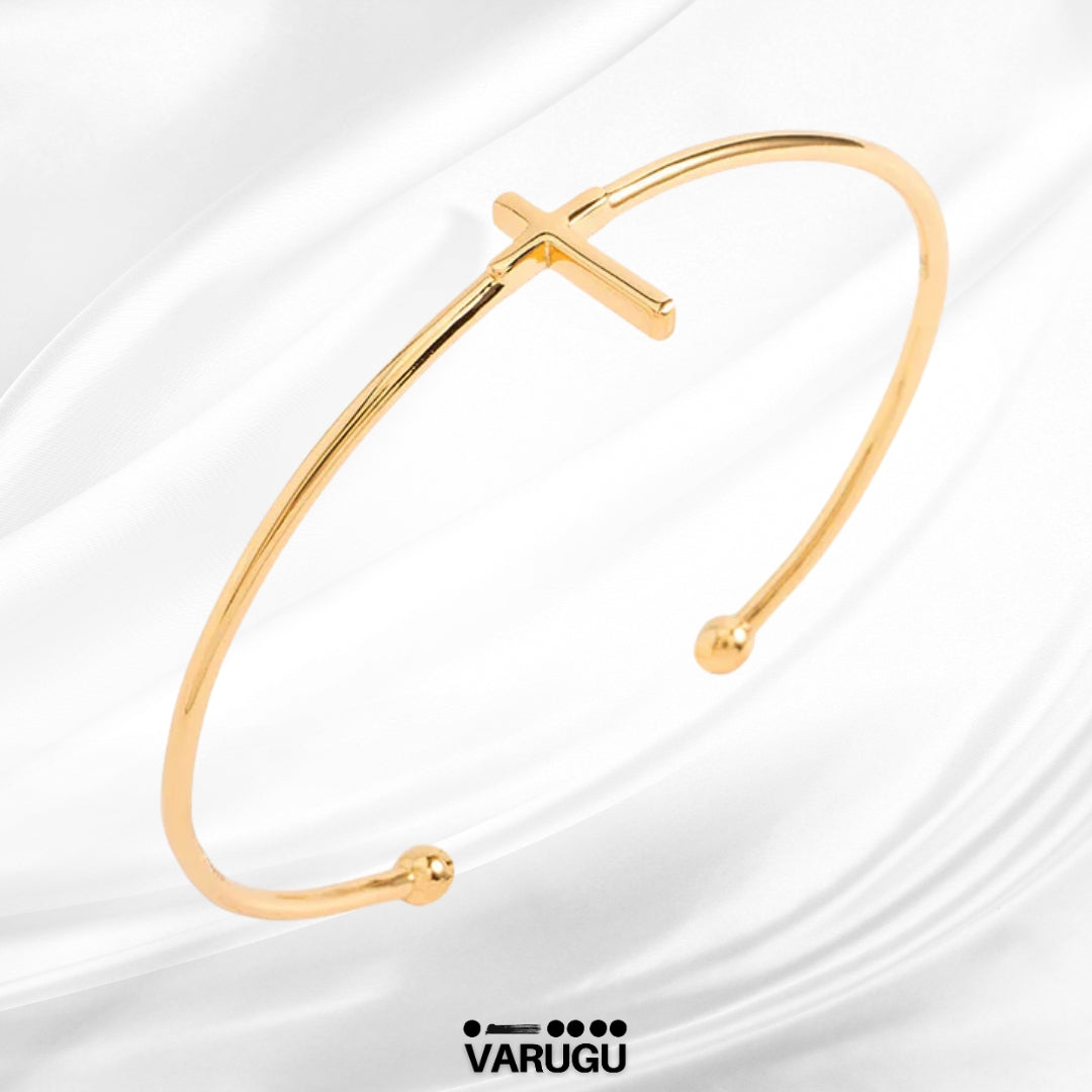 Pulsera de cruz baño de oro