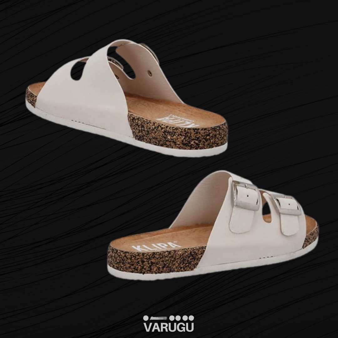 Sandalias blancas de suela de corcho para dama