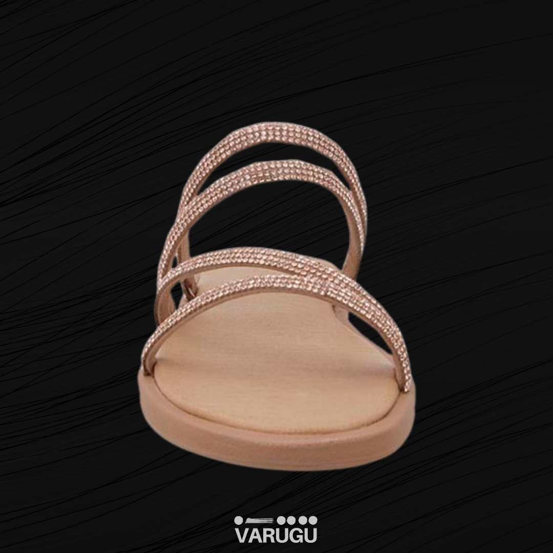 Sandalias de tiras doradas brillosas para dama