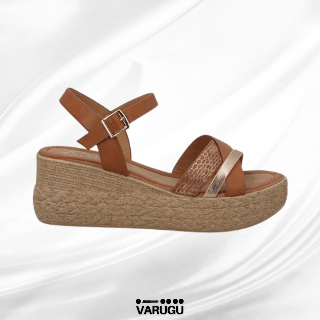 Sandalias para dama color café con plataforma