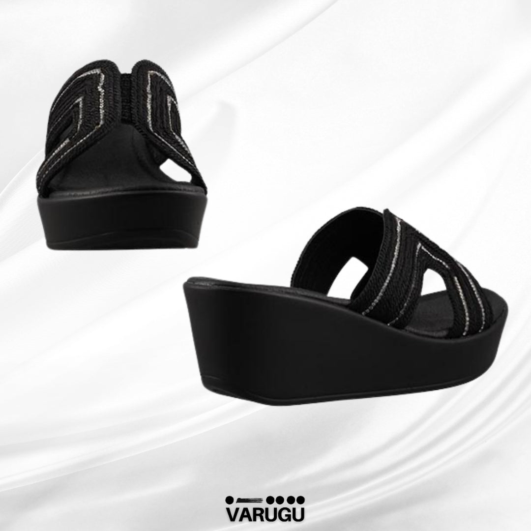 Sandalias negras de plataforma elegantes
