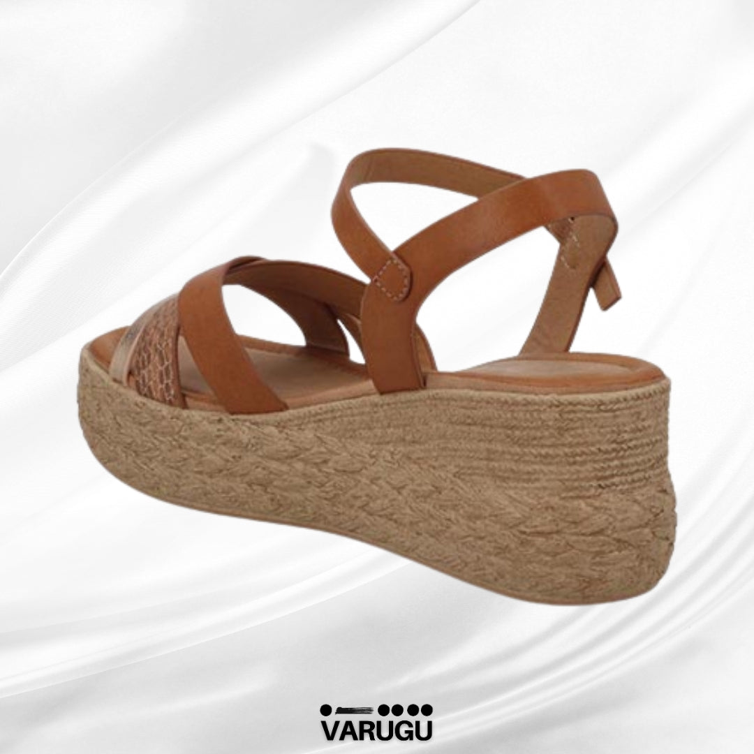 Sandalias para dama color café con plataforma