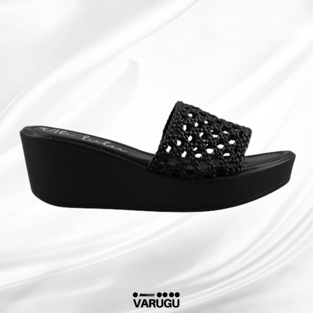 Sandalias negras de sintético tejido