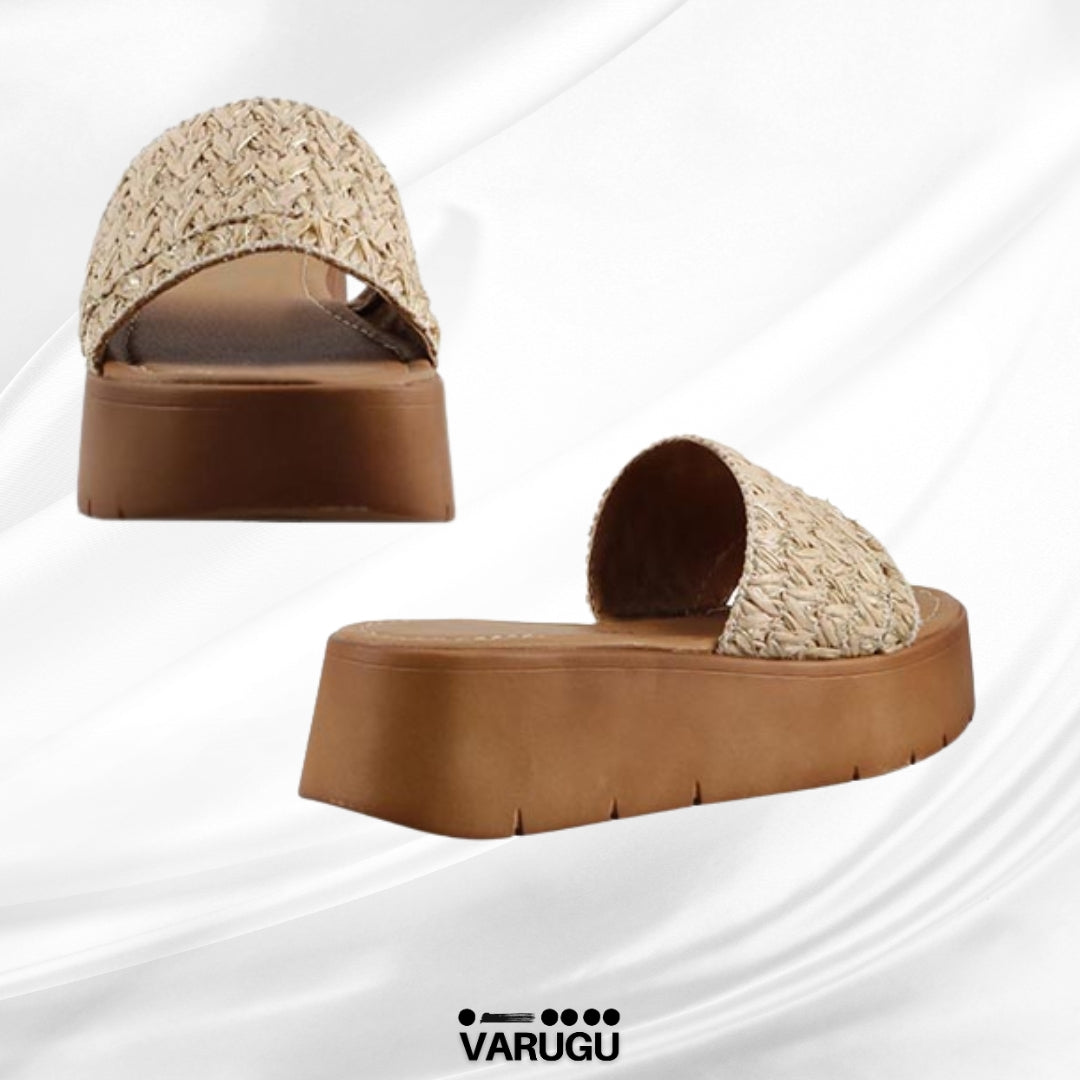 Sandalias de rafia color beige