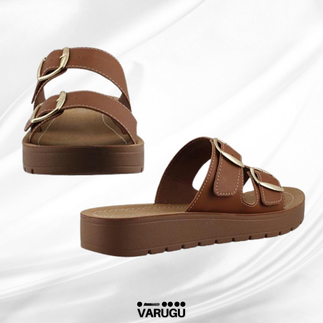 Sandalias color camel con hebillas