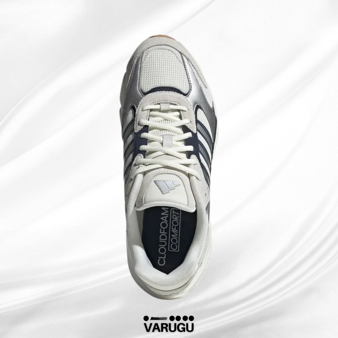Tenis ADIDAS blancos con detalles plateados para caballero