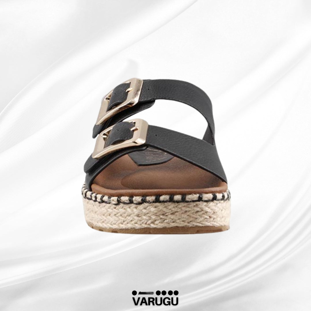 Sandalias color negro con doble hebilla