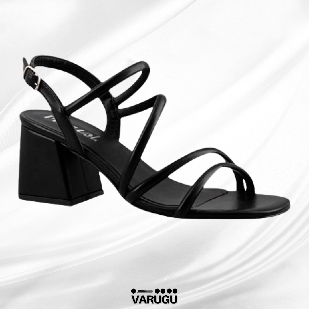 Zapatillas negras con tacón, casuales y elegantes