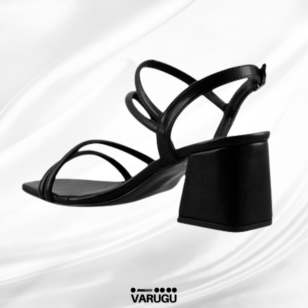 Zapatillas negras con tacón, casuales y elegantes