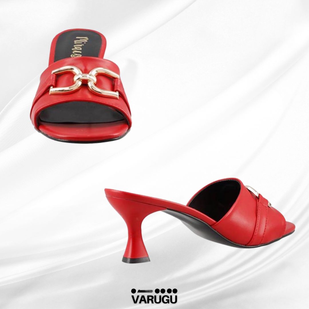 Zapatillas elegantes rojas con tacón chico