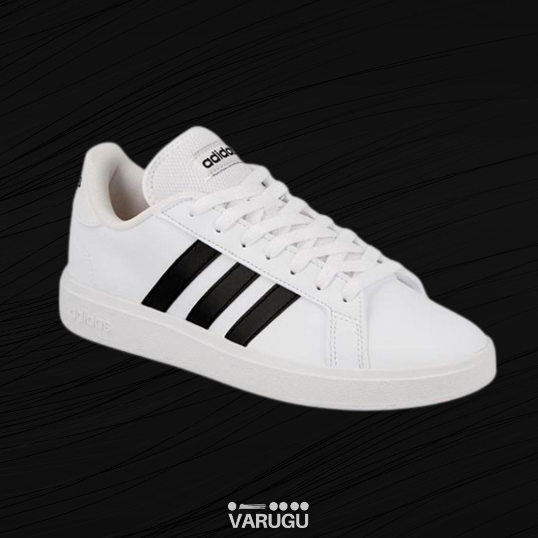 Tenis ADIDAS blancos con franjas negras para dama