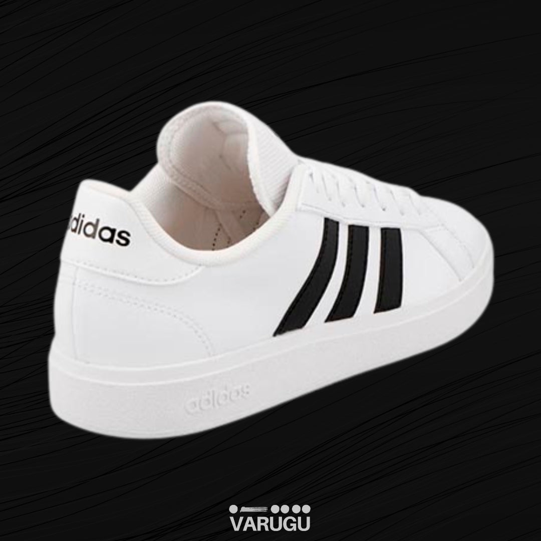 Tenis ADIDAS blancos con franjas negras para dama