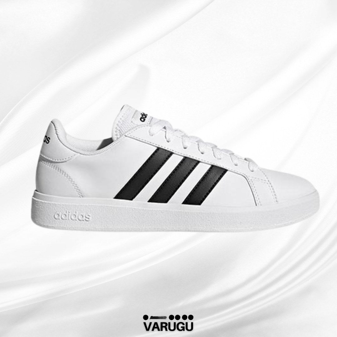 Tenis ADIDAS blancos con franjas negras para dama