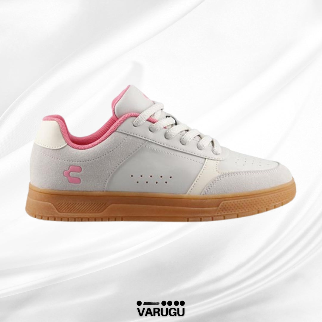 Tenis Charly beige con rosa mujer
