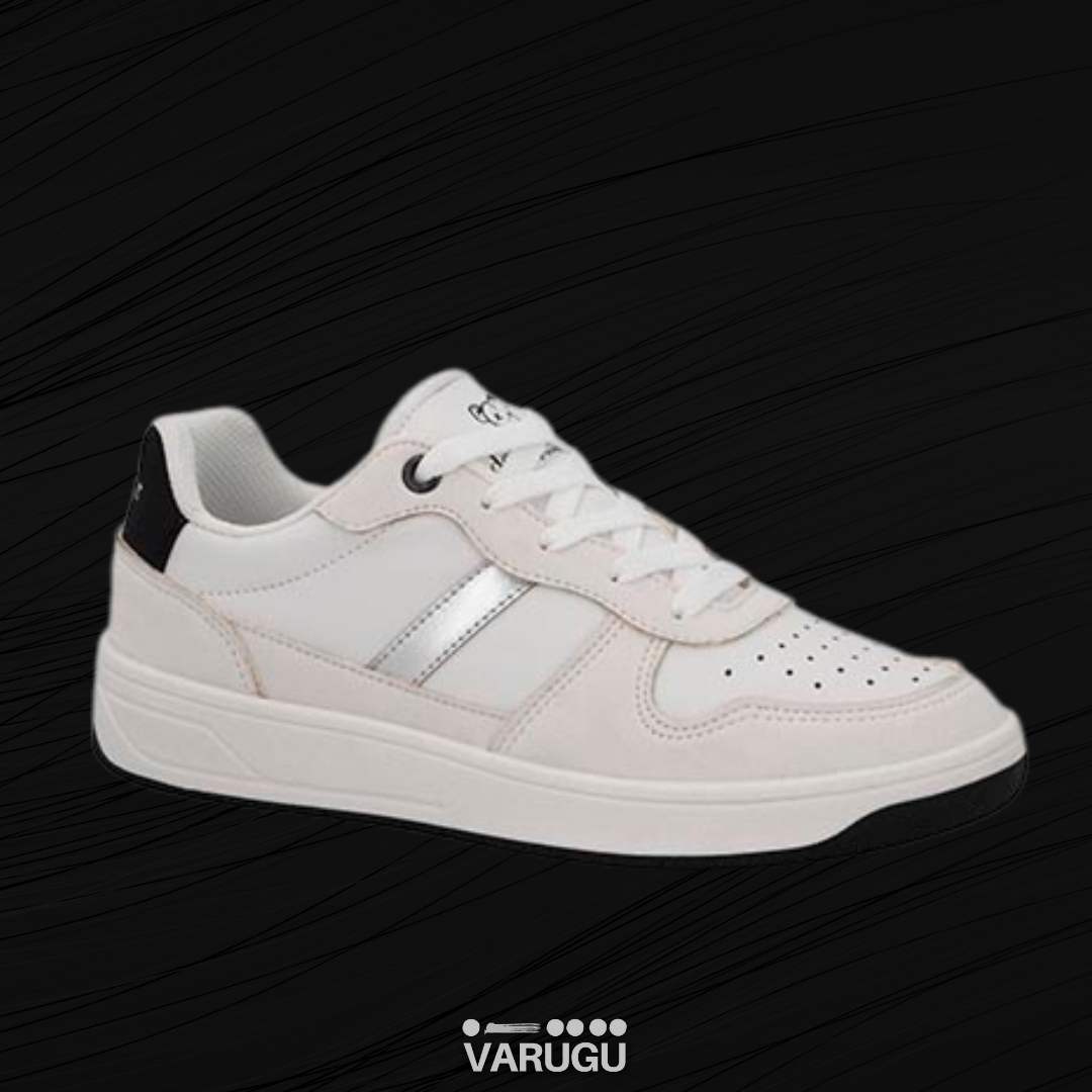 Tenis blancos con negro y plata de mujer
