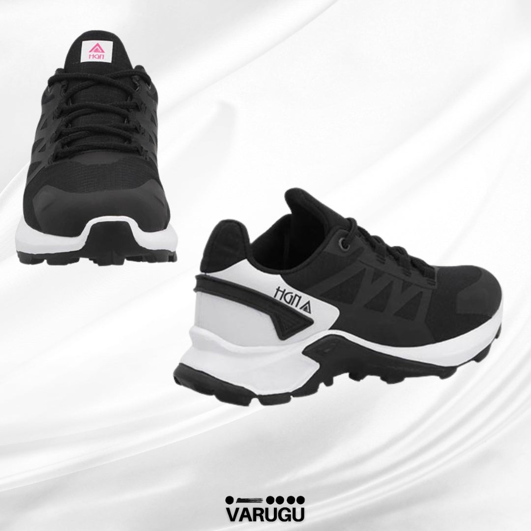 Tenis negros HGN de suela ranurada para mujer