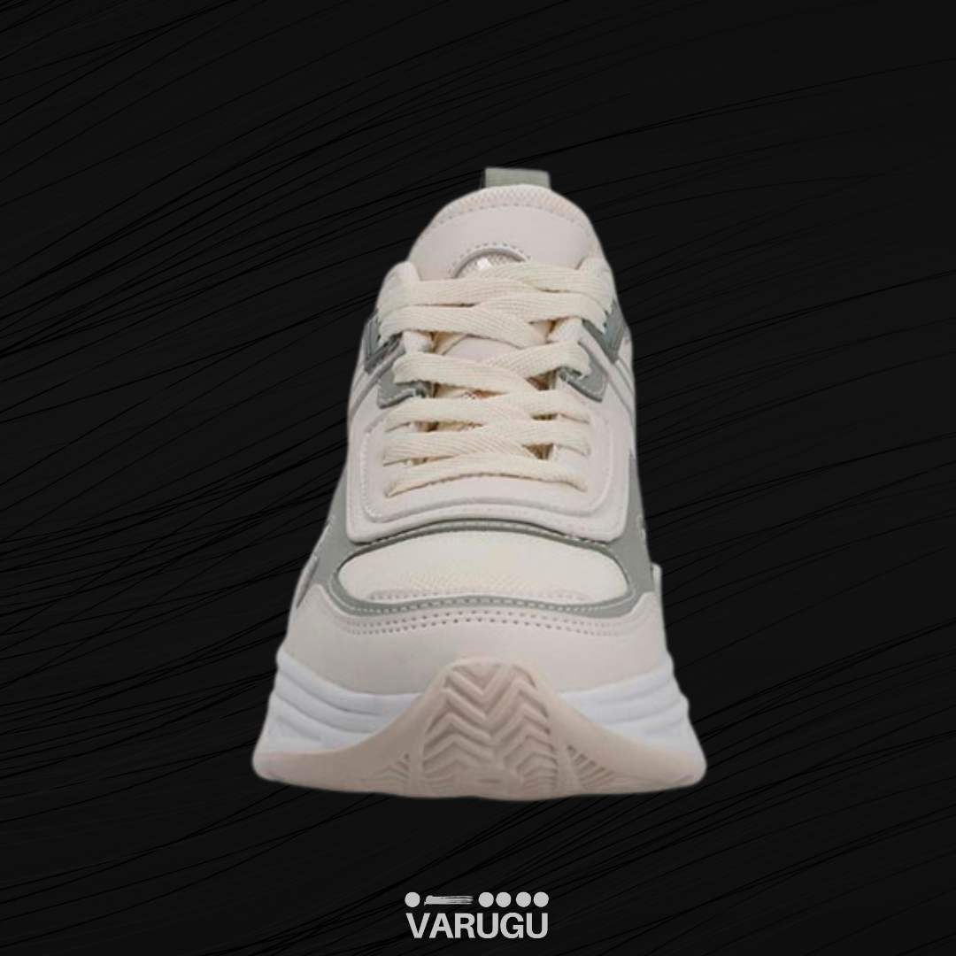 Tenis latte con detalles en color verde para dama