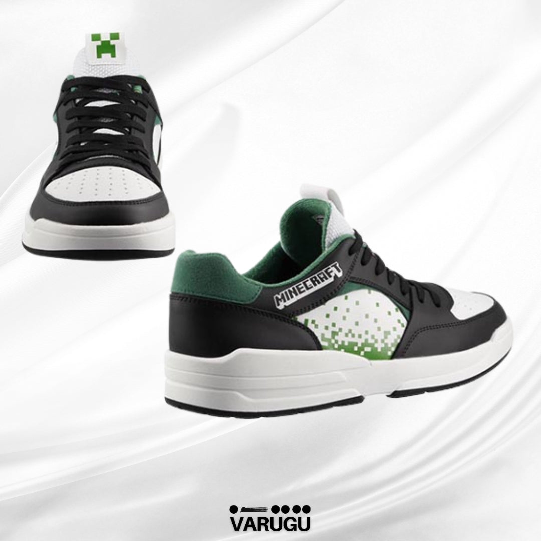Tenis MINECRAFT negros con verde para hombre