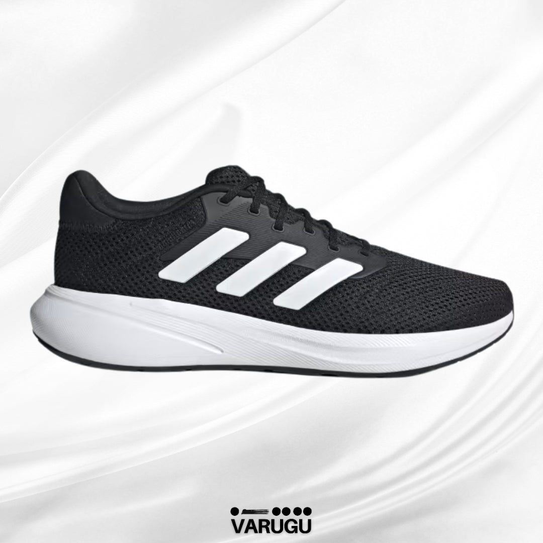 Tenis ADIDAS deportivos negros con franja blanca mujer