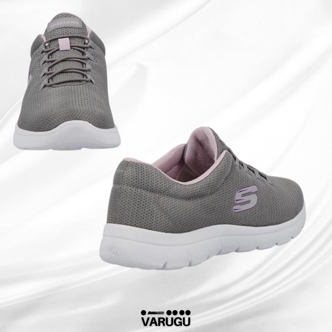 Tenis acolchados gris SKECHERS SPORT para dama