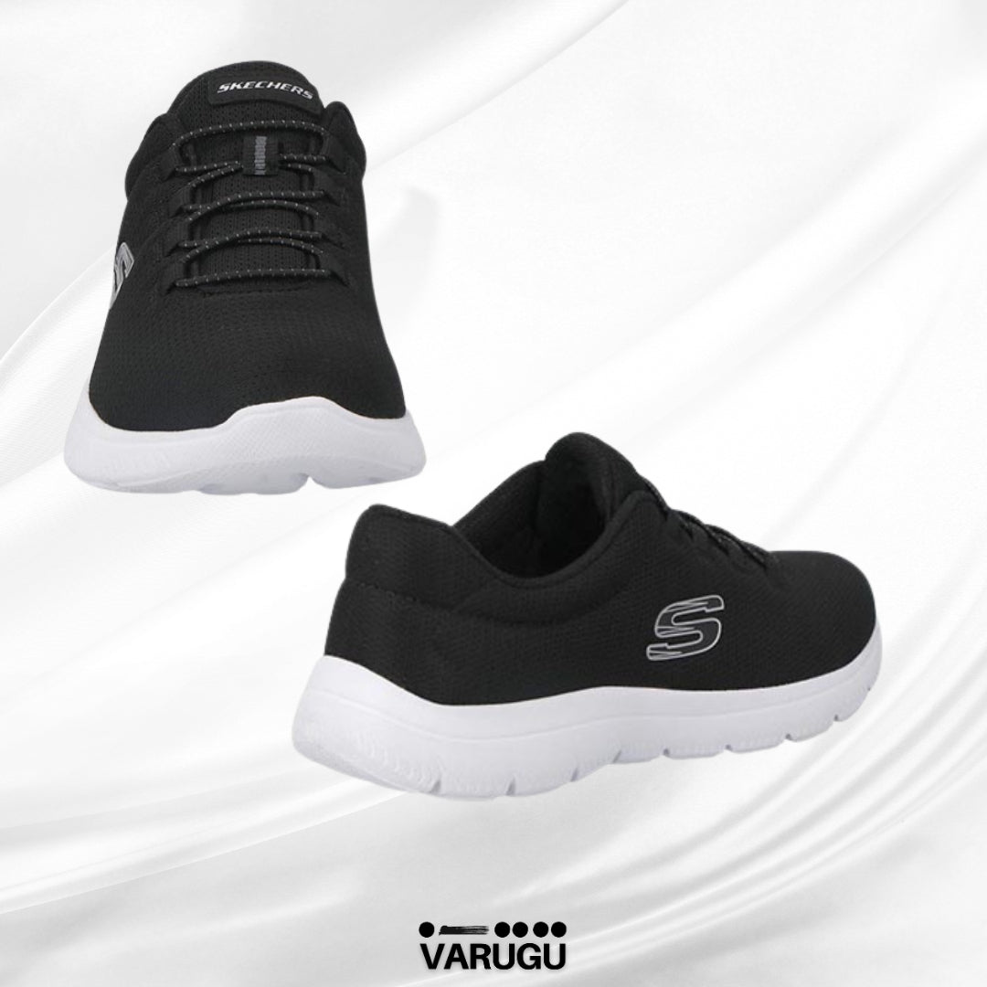 Tenis Skechers sport negros con suela blanca mujer