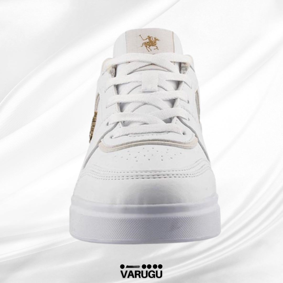 Tenis Polo blancos con detalles dorados mujer