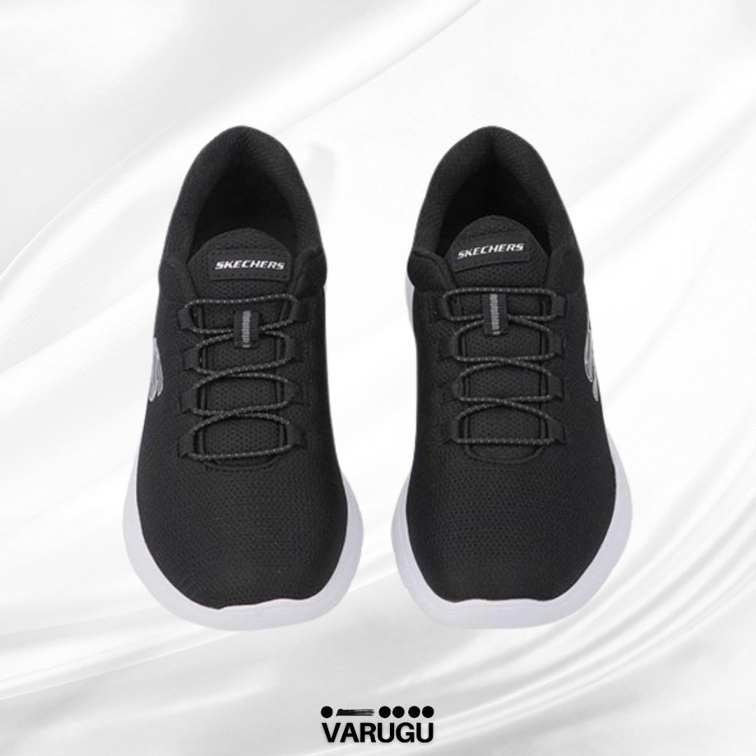 Tenis Skechers sport negros con suela blanca mujer