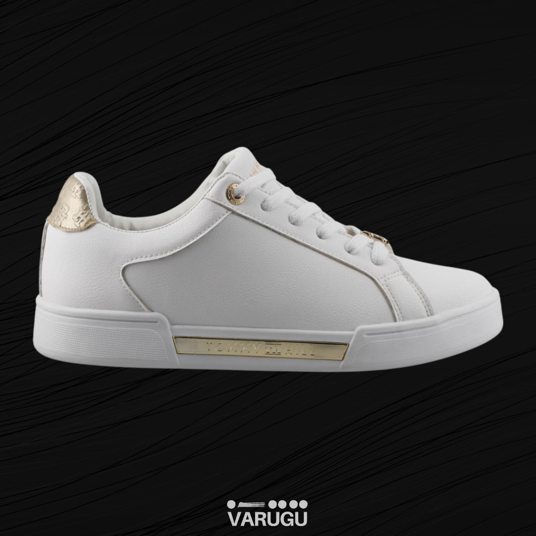 Tenis Tommy Hill blancos con dorado