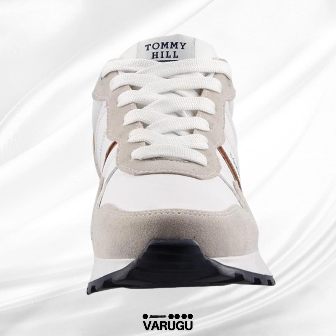 Tenis Tommy Hill beige con blanco mujer