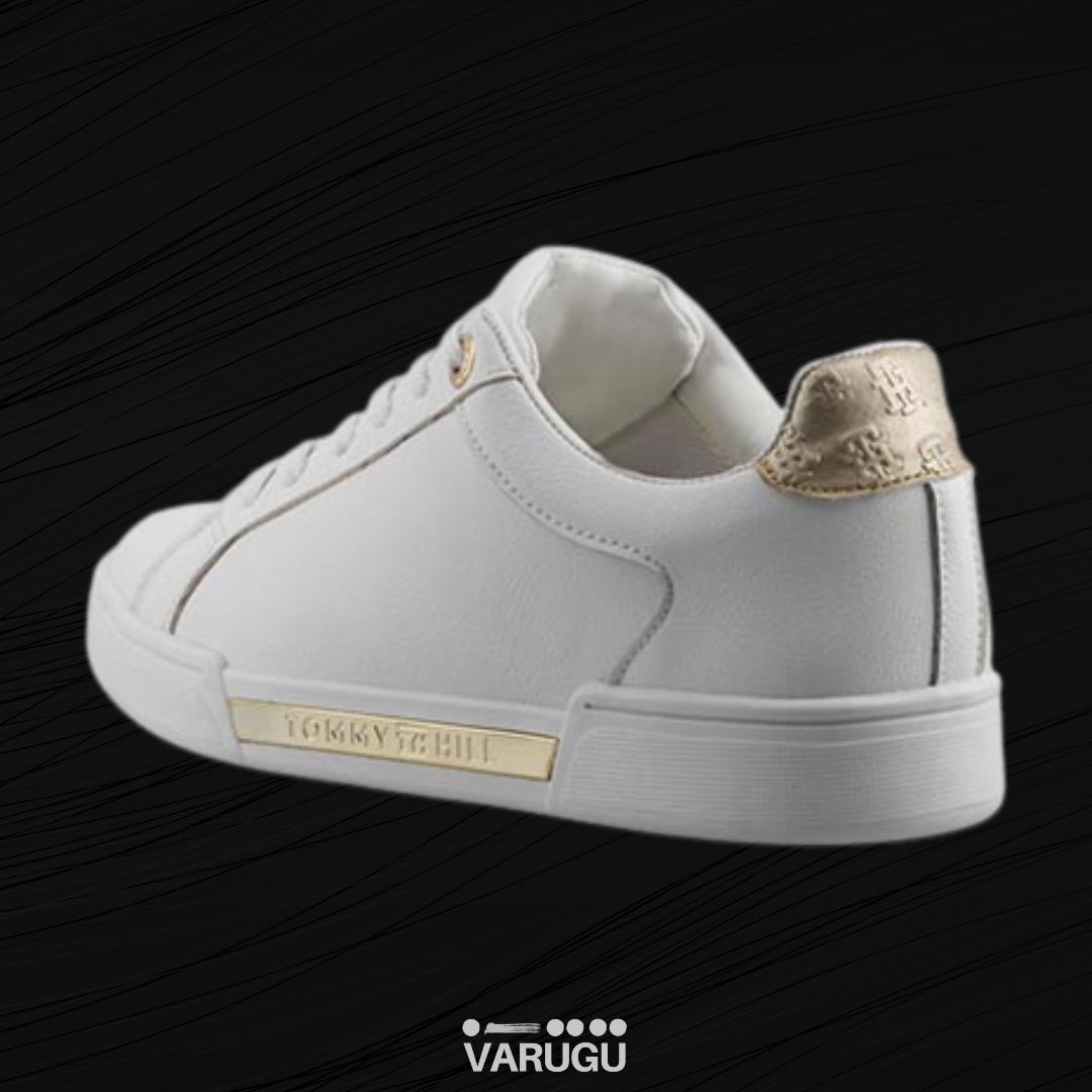 Tenis Tommy Hill blancos con dorado