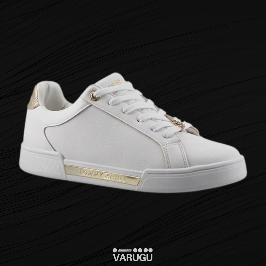 Tenis Tommy Hill blancos con dorado