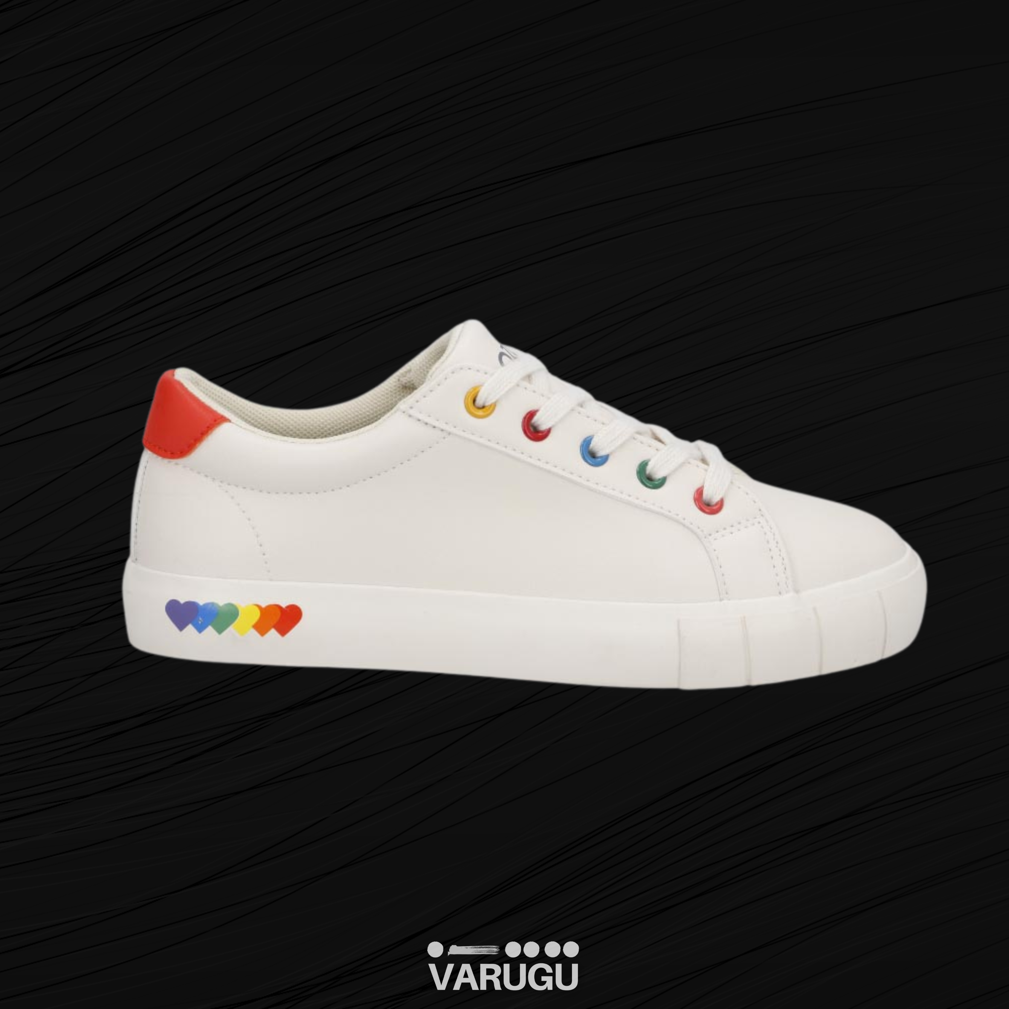 Tenis blancos con corazon rojo 2025