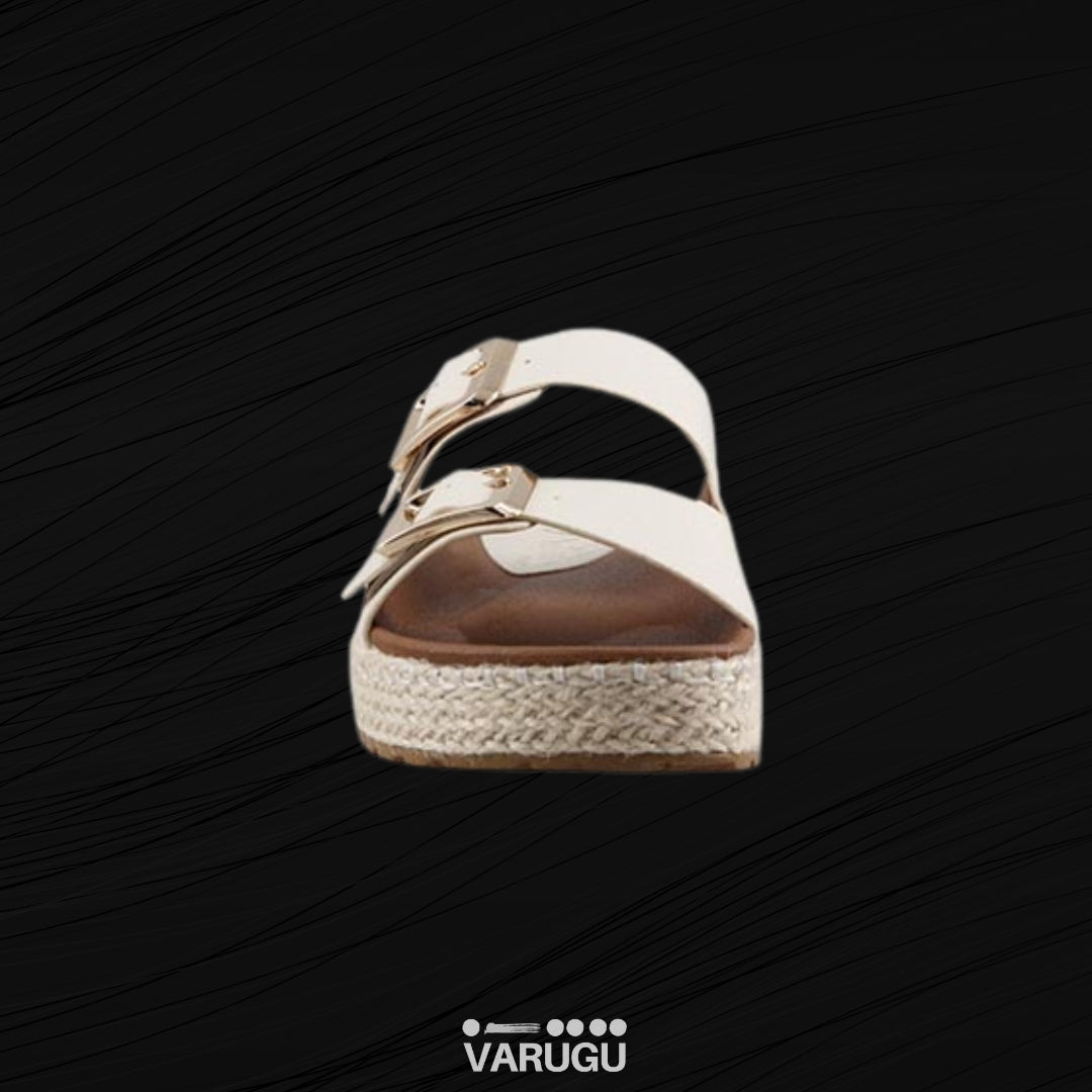 Sandalias con doble hebilla y tejido a los costados