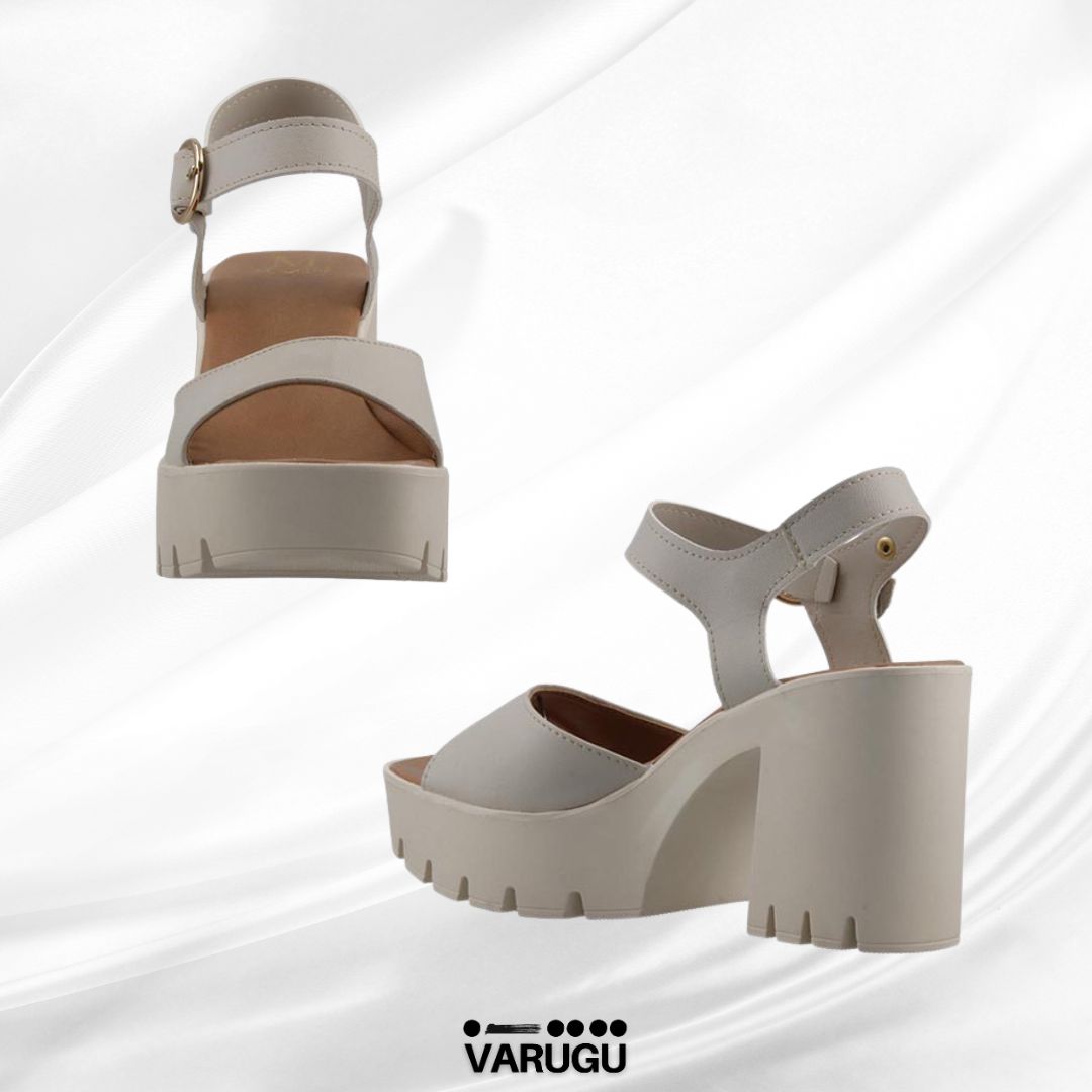 Zapatillas latte tacón grueso