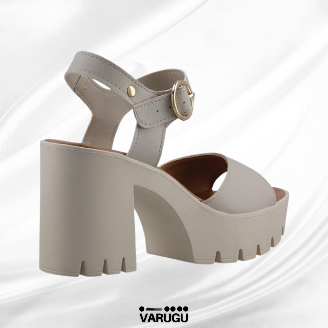 Zapatillas latte tacón grueso