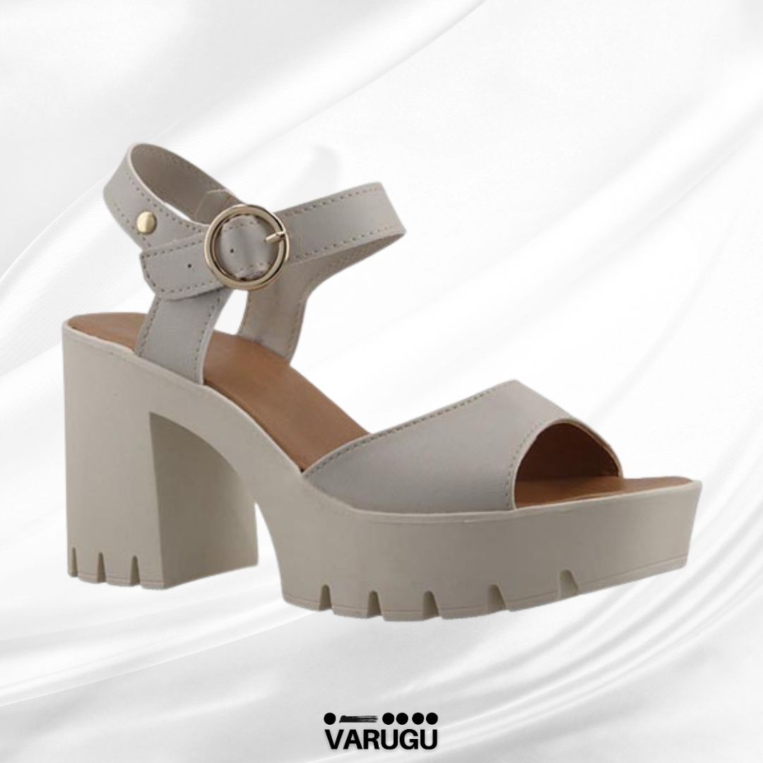 Zapatillas latte tacón grueso