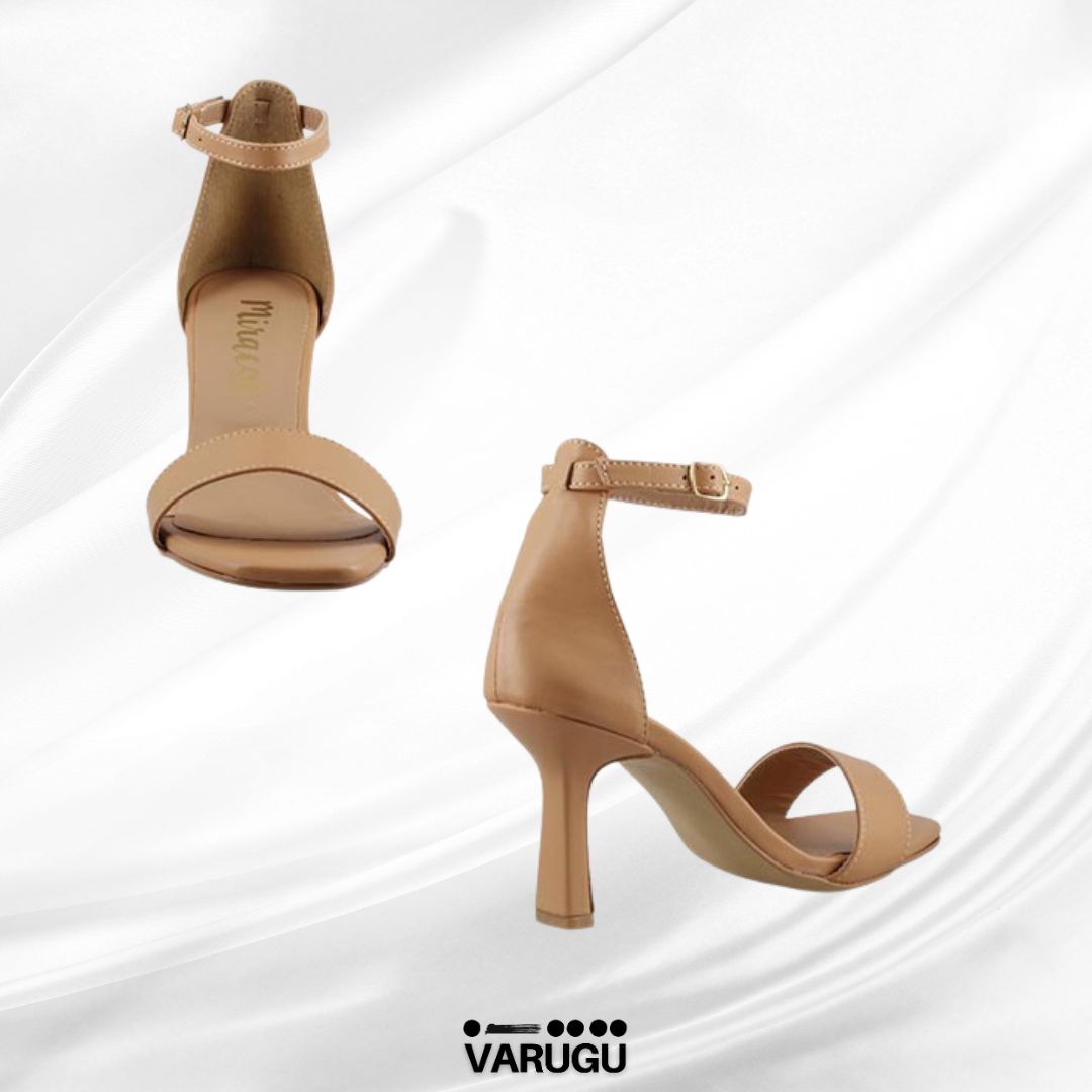 Zapatillas tacón delgado con cinturón