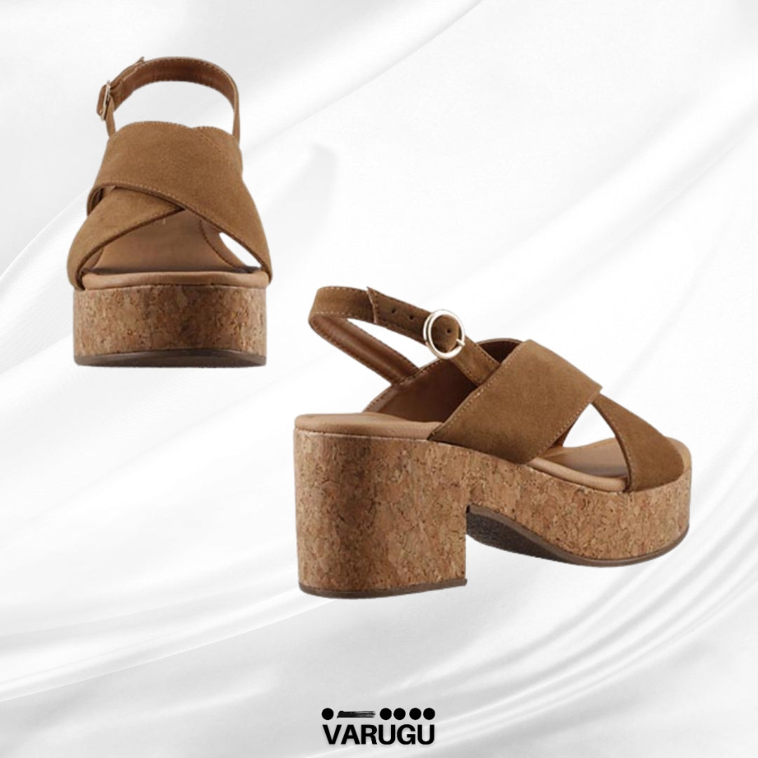 Zapatillas camel de sintético carnaza