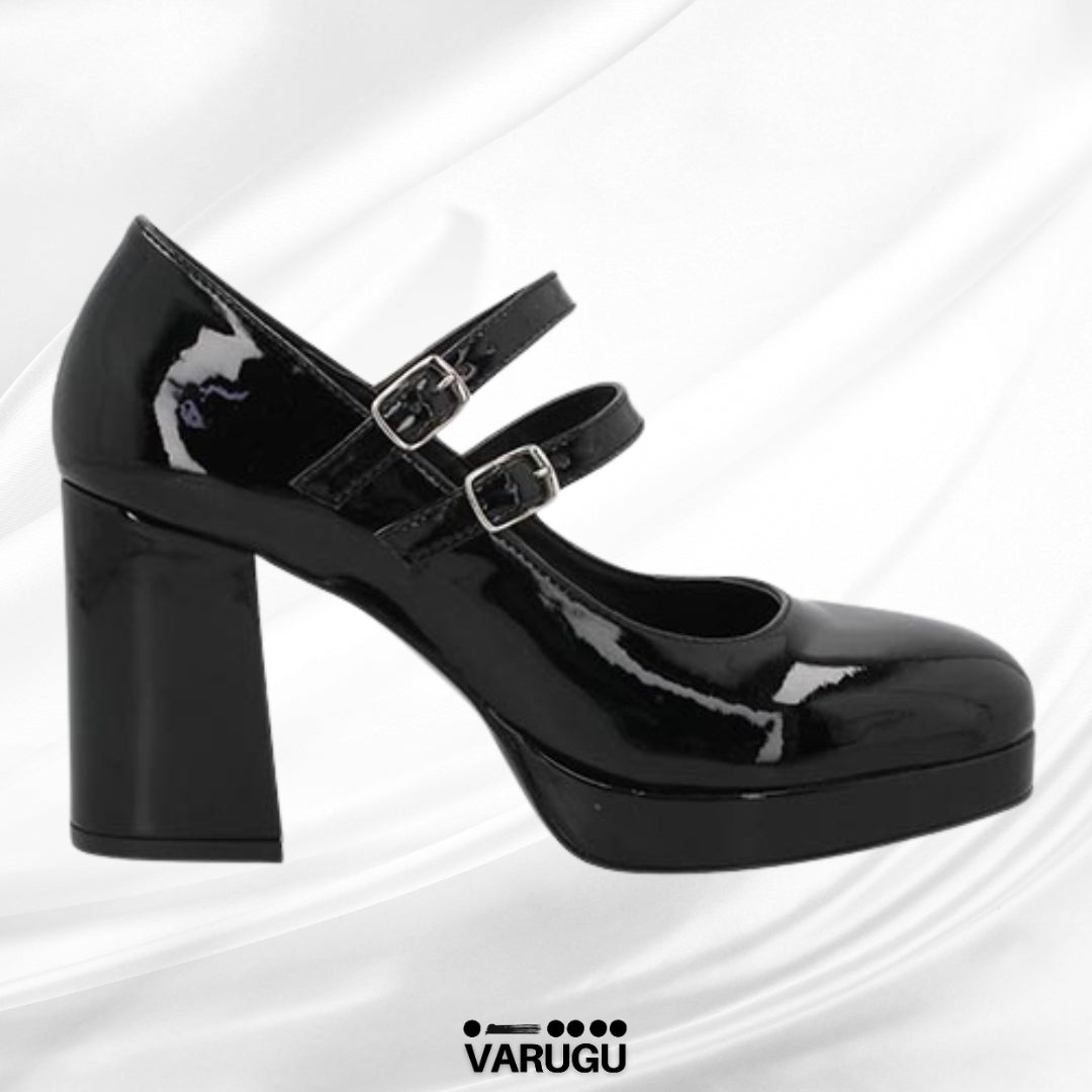Zapatillas de charol con cinta de ajuste para mujer