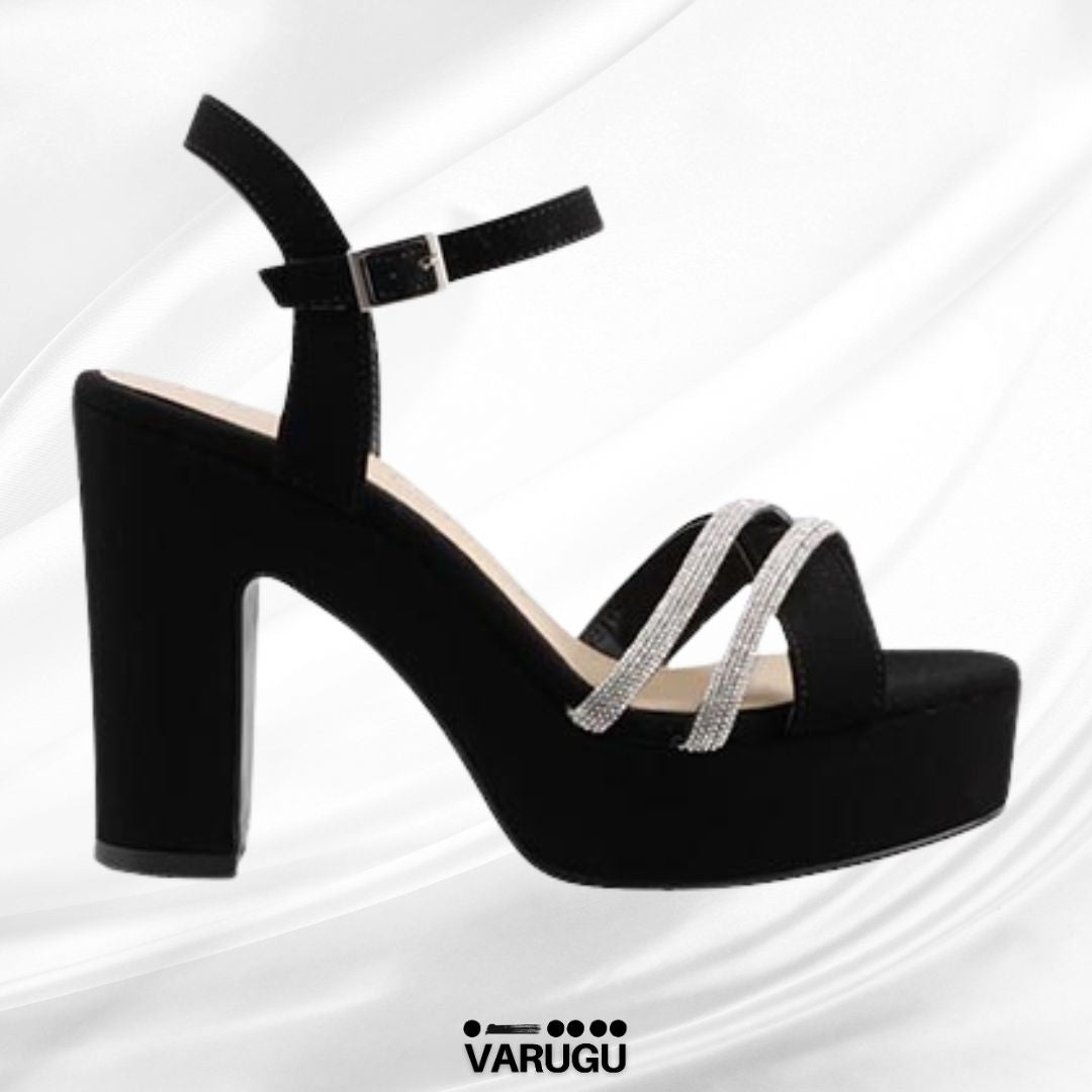 Sandalias Tacon Zapatillas Negras De Moda Zapatillas Negras