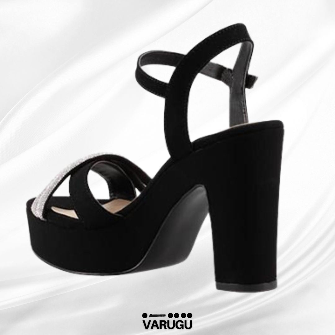 Zapatillas de tacón alto y grueso, con cinturón