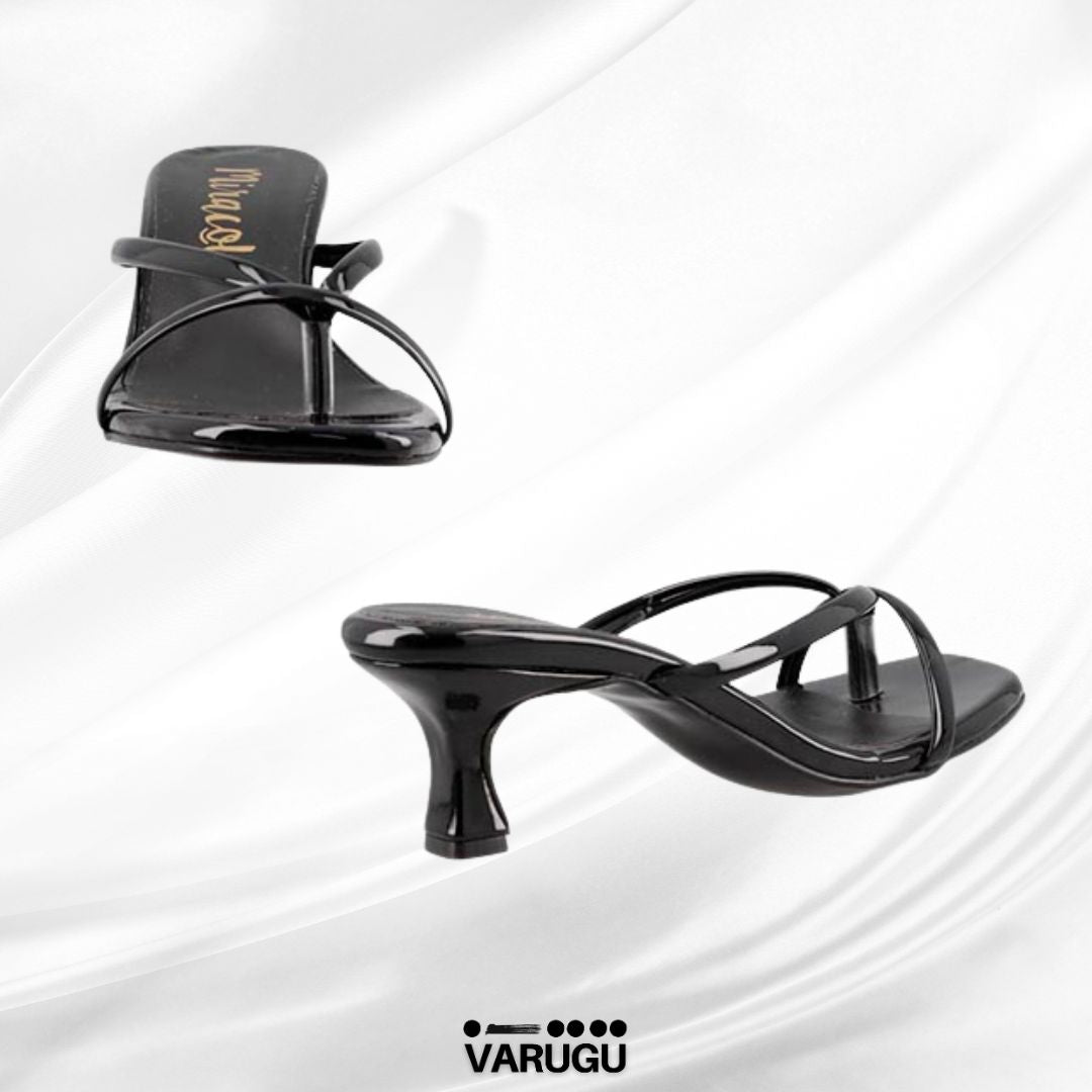 Sandalias de tacón bajo, color negro