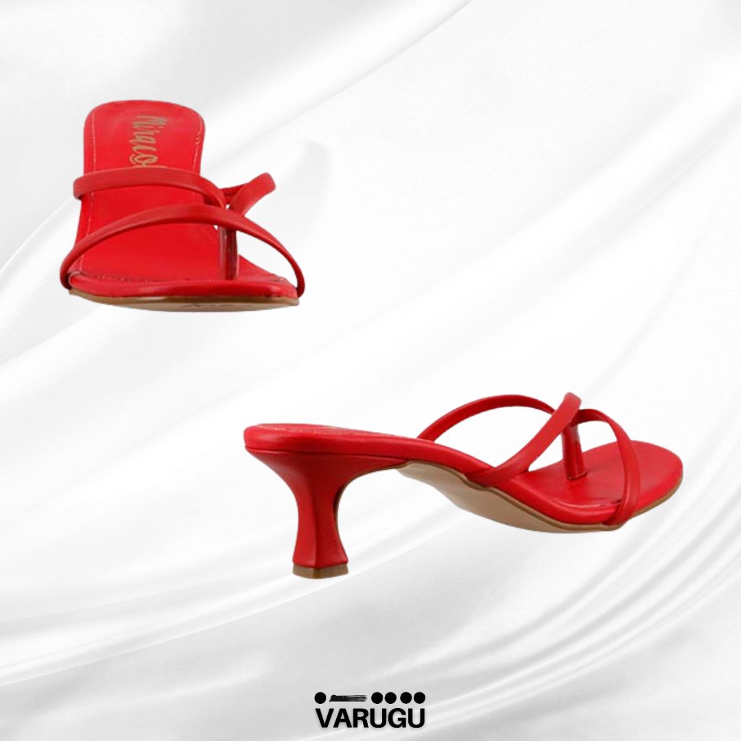 Sandalias de tacón bajo, color rojo