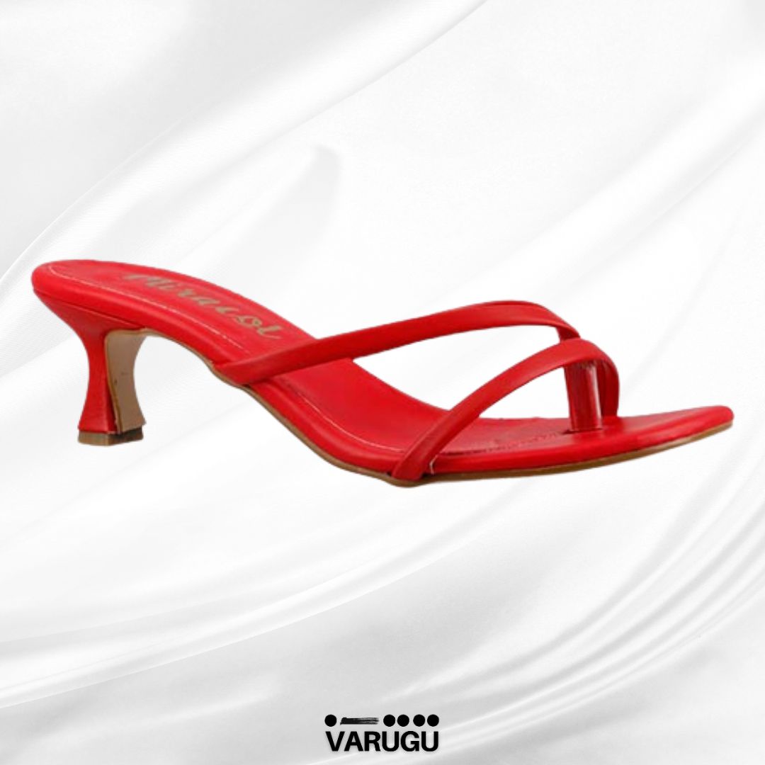 Sandalias de tacón bajo, color rojo