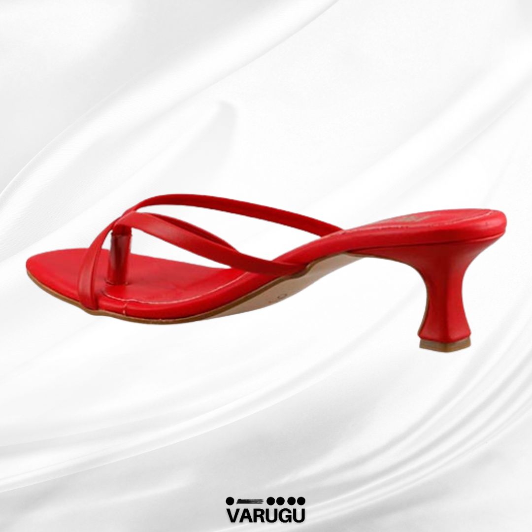 Sandalias de tacón bajo, color rojo