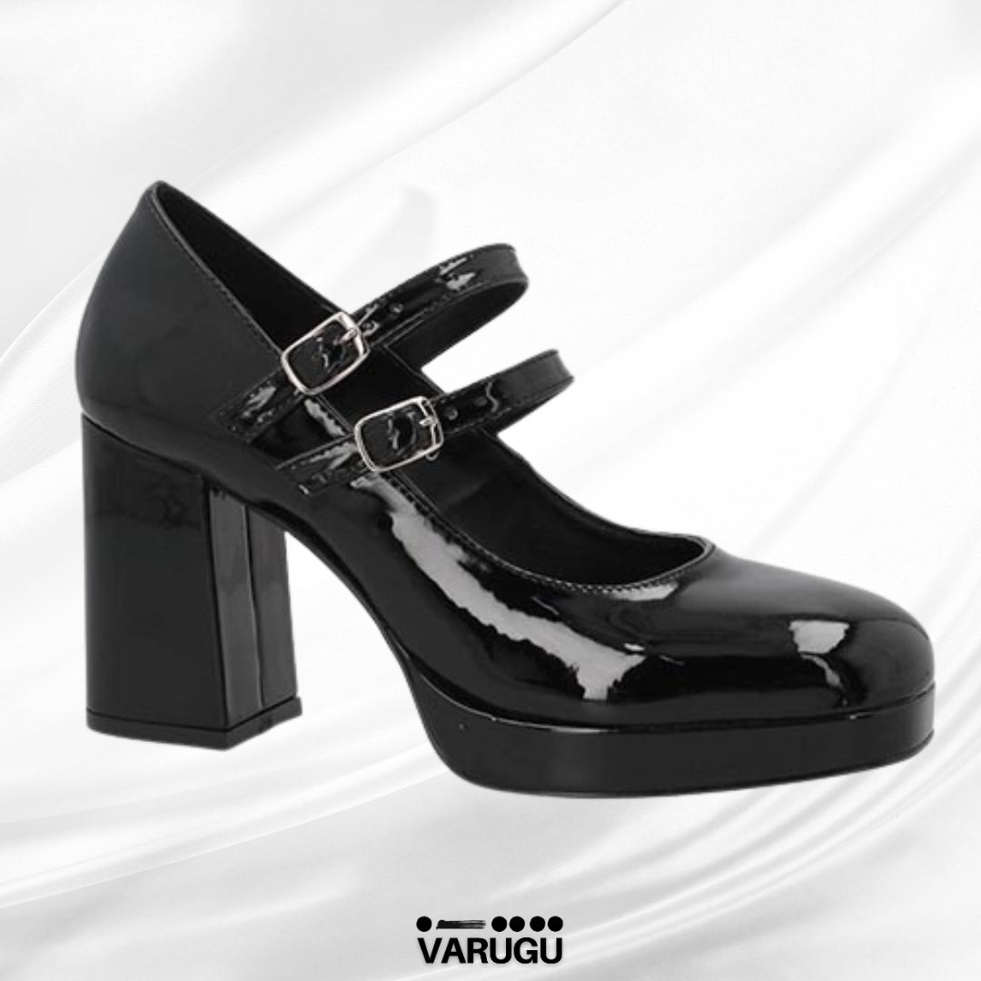 Zapatillas de charol con cinta de ajuste para mujer
