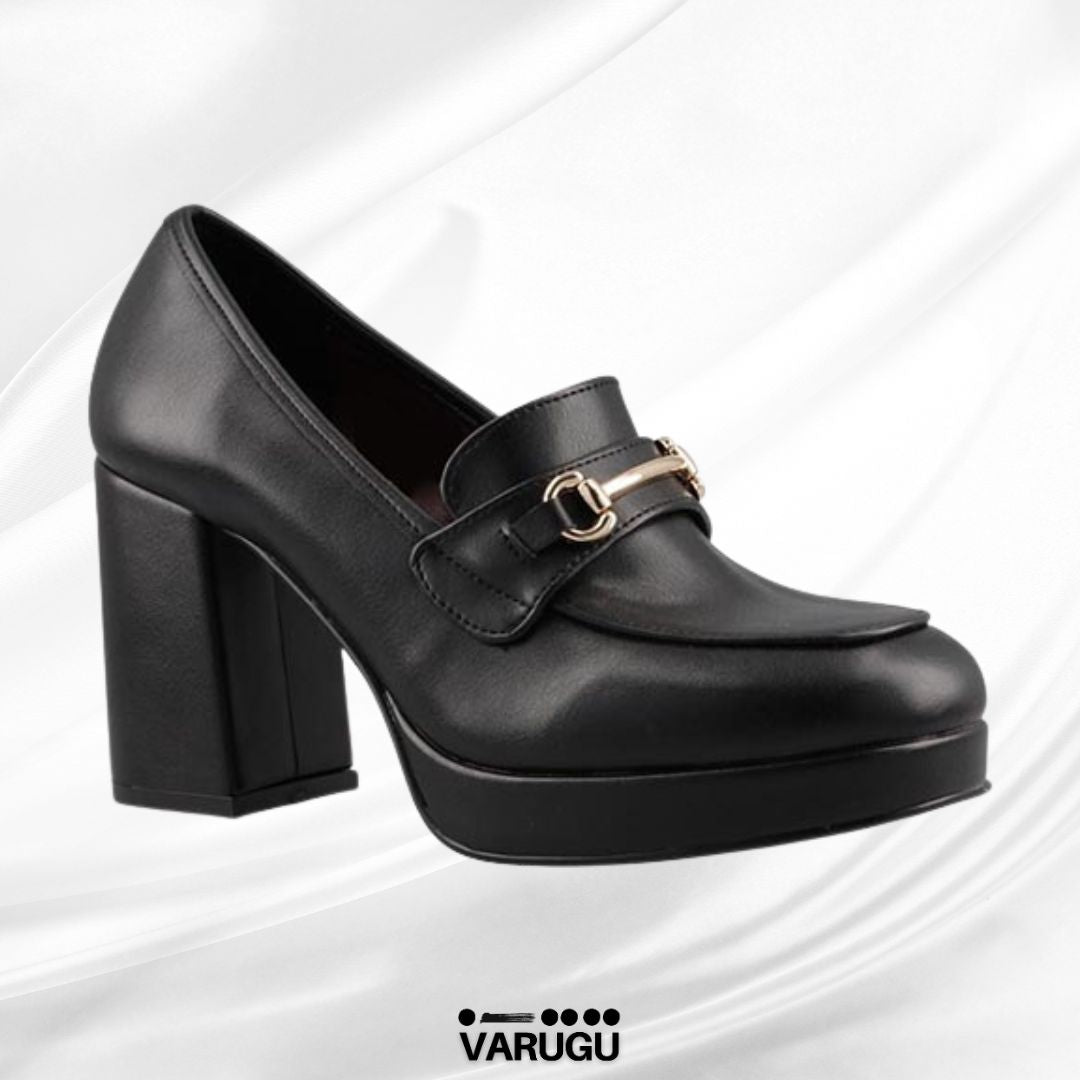 Zapatos de tacón grueso color negro