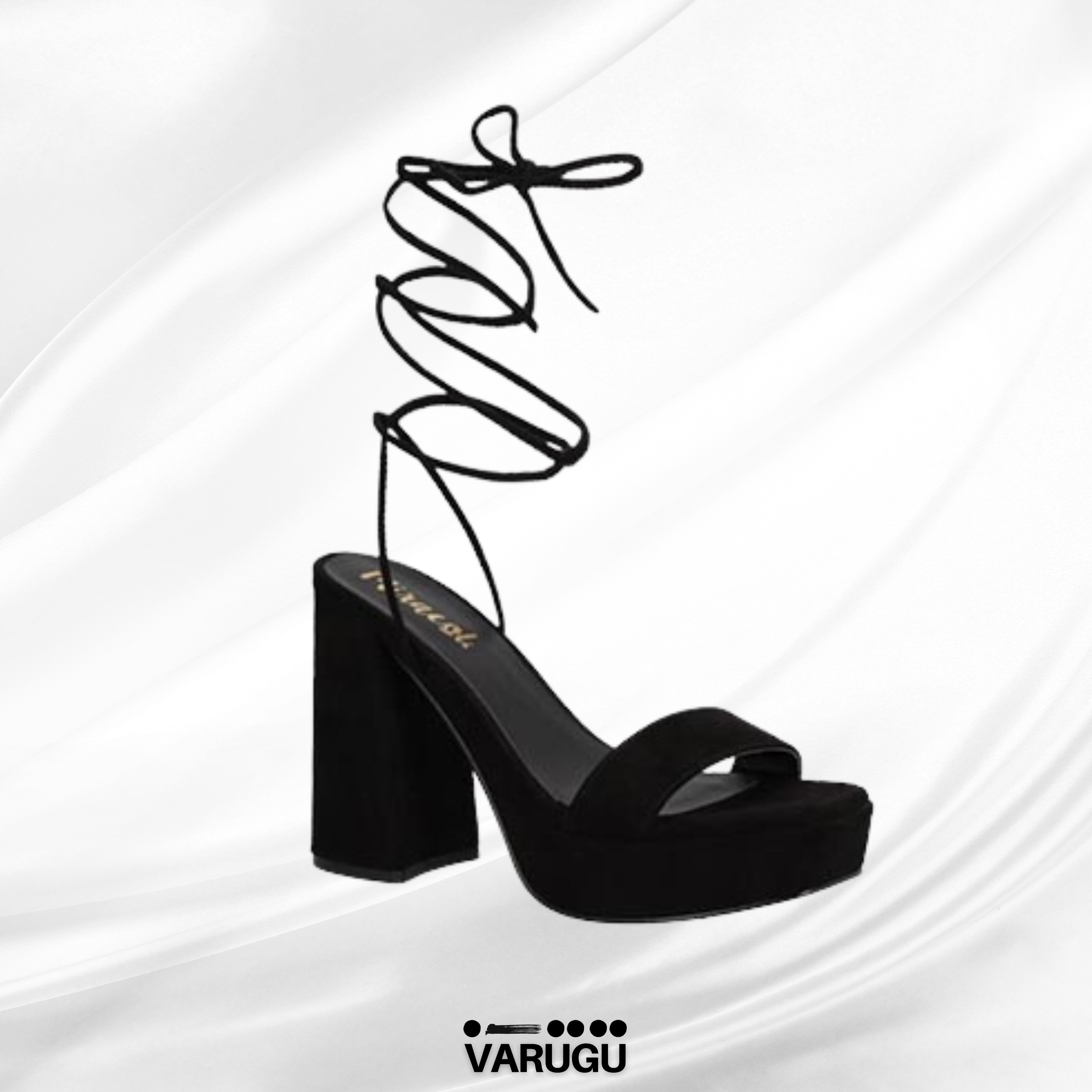 Zapatillas negras con tiras hasta la pantorrilla VARUGU